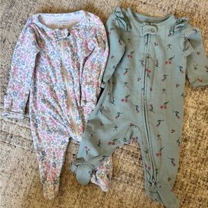 Carter's Floral & Sage Footed Pajama- 2-Pack Bundle Pink and Blue Floral